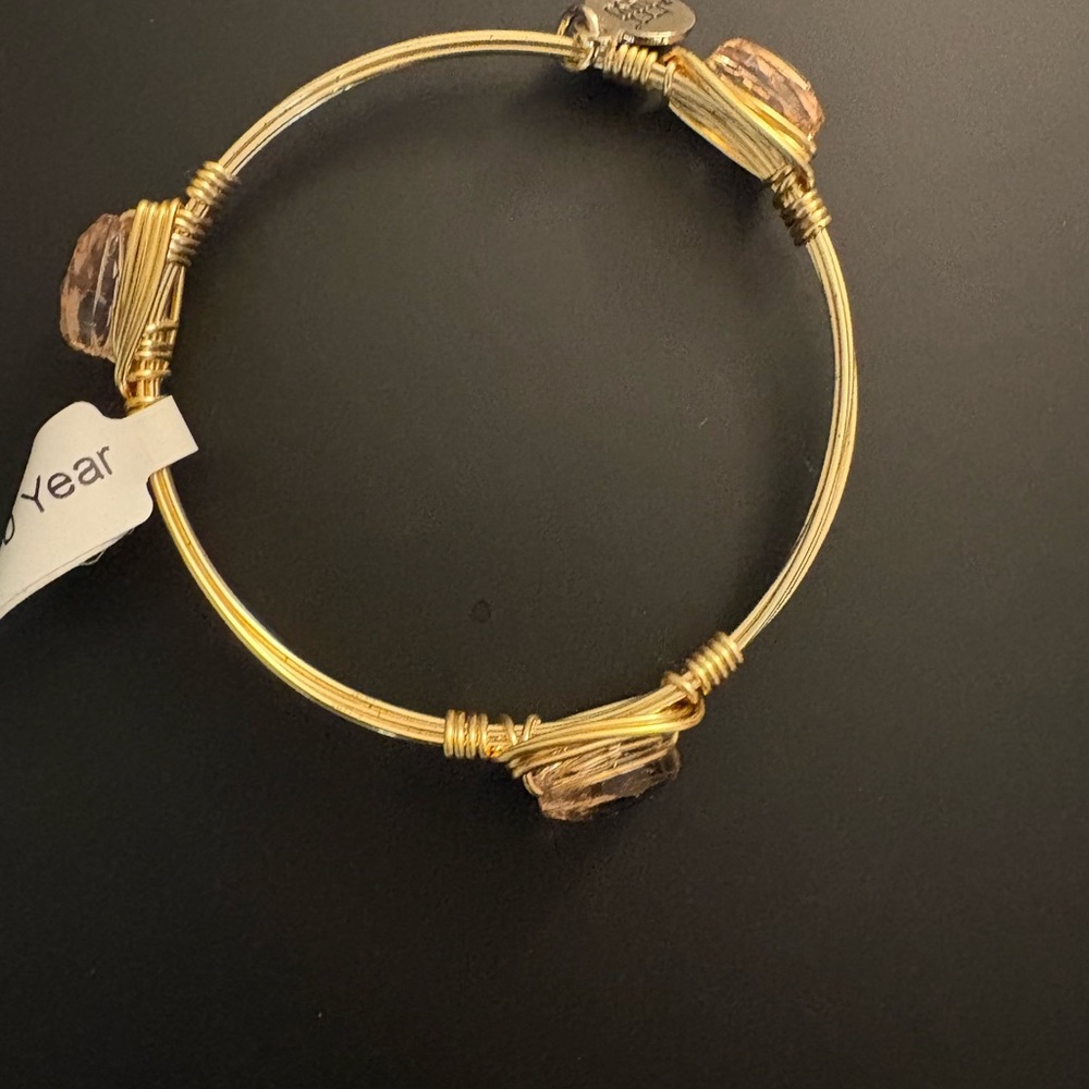 Bourbon and Bowties Gold Wire Bracelet with Stone Accents